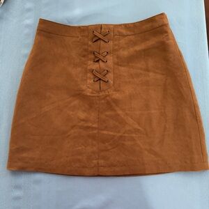 Brown Faux Suede BCBG Mini Skirt
